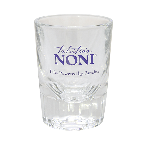 Tahitian Noni shot glass with logo